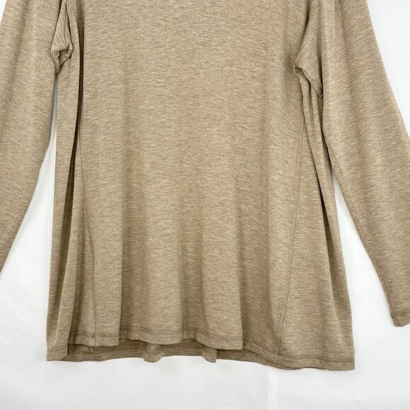 Susan Graver Weekend Beige Long Sleeve Round Neck Pocket Poly Knit Top Large - Picture 6 of 13